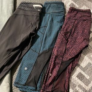 3 pairs of Lululemon cropped pants, size 8